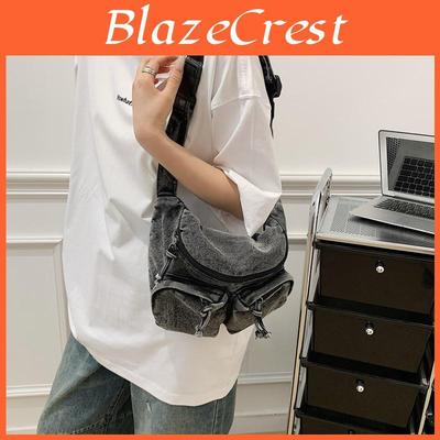Denim Crossbody Bag For Women With Large Capacity And Zipper Closure For Casual Daily Use