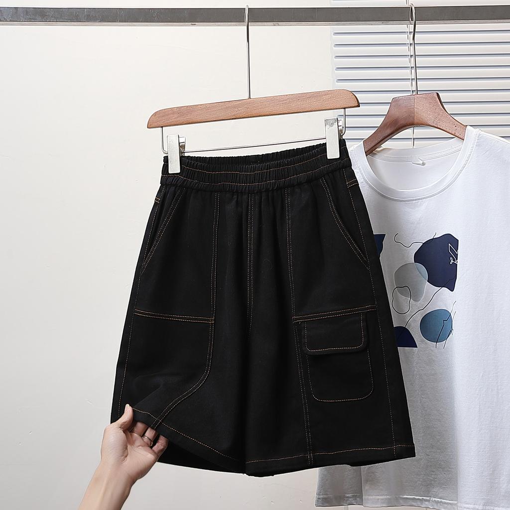 DIMANAF Plus Size Women Shorts Pants 2025  Summer Loose Short Basic High Waist Solid Pants Elastic Waist