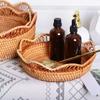 Hand-Woven Fruit Storage Basket Rattan Storage Tray Wicker Baskets Bread Food Breakfast Display Box Handicrafts Home Decoration