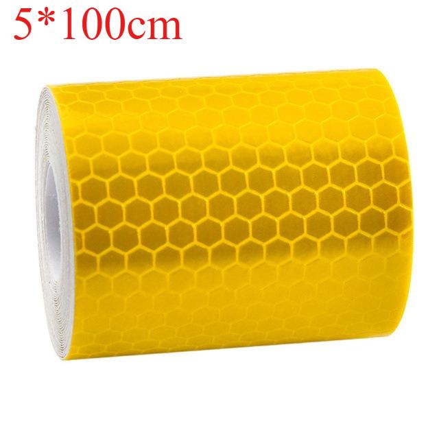 

5 см * 100 см светоотражающая лента для автомобиля, предупреждающая о безопасности, наклейка для украшения автомобиля, защитная светоотражающая лента, пленка для авто, мотоцикла, наклейка 5*100CM-yellow