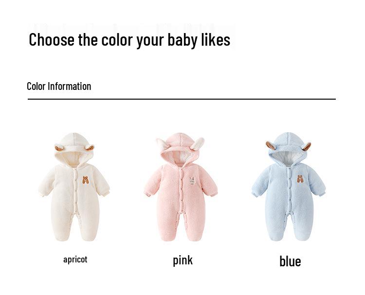Infant Winter Jumpsuit: Thickened Cotton with Velvet, Quilted Warm Newborn Outfit for Autumn and Winter