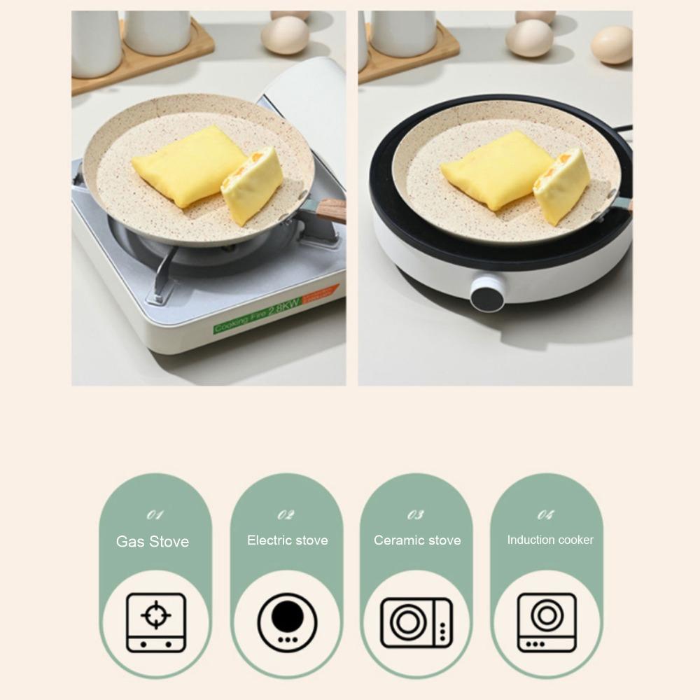 Non Stick Frying Pan Beige Flat Bottomed Cooking Pot Durable Flat Bottomed Pan  Breakfast