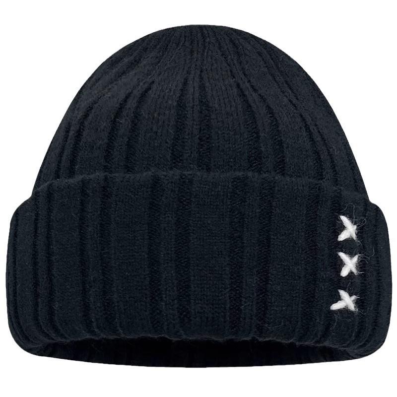 Women's Autumn and Winter Versatile Japanese Letters In Winter Baotou Ear Protection and Warm Cold Hat Men's Face Showing Small Knitted Hat