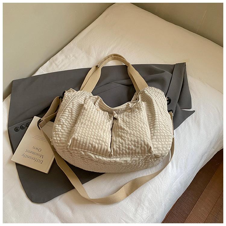 2025 Korean Niche Ins Waffle Bag Bag Fashion Casual Lazy Style Shoulder Messenger Bag Tote Bag