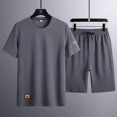 Men's Summer Casual Short-Sleeve Shorts Two-Piece Set - Round Neck Loose Fit Sportswear