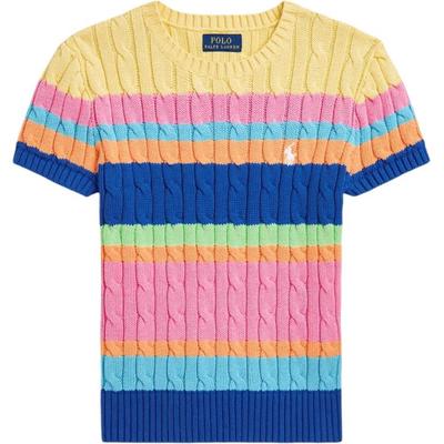 Polo Pullover Ss25 Rundhals Gestreift Kurzarm Strickware Mehrfarbig Kinder Kinderpullover CWPOSWEG6820532-999