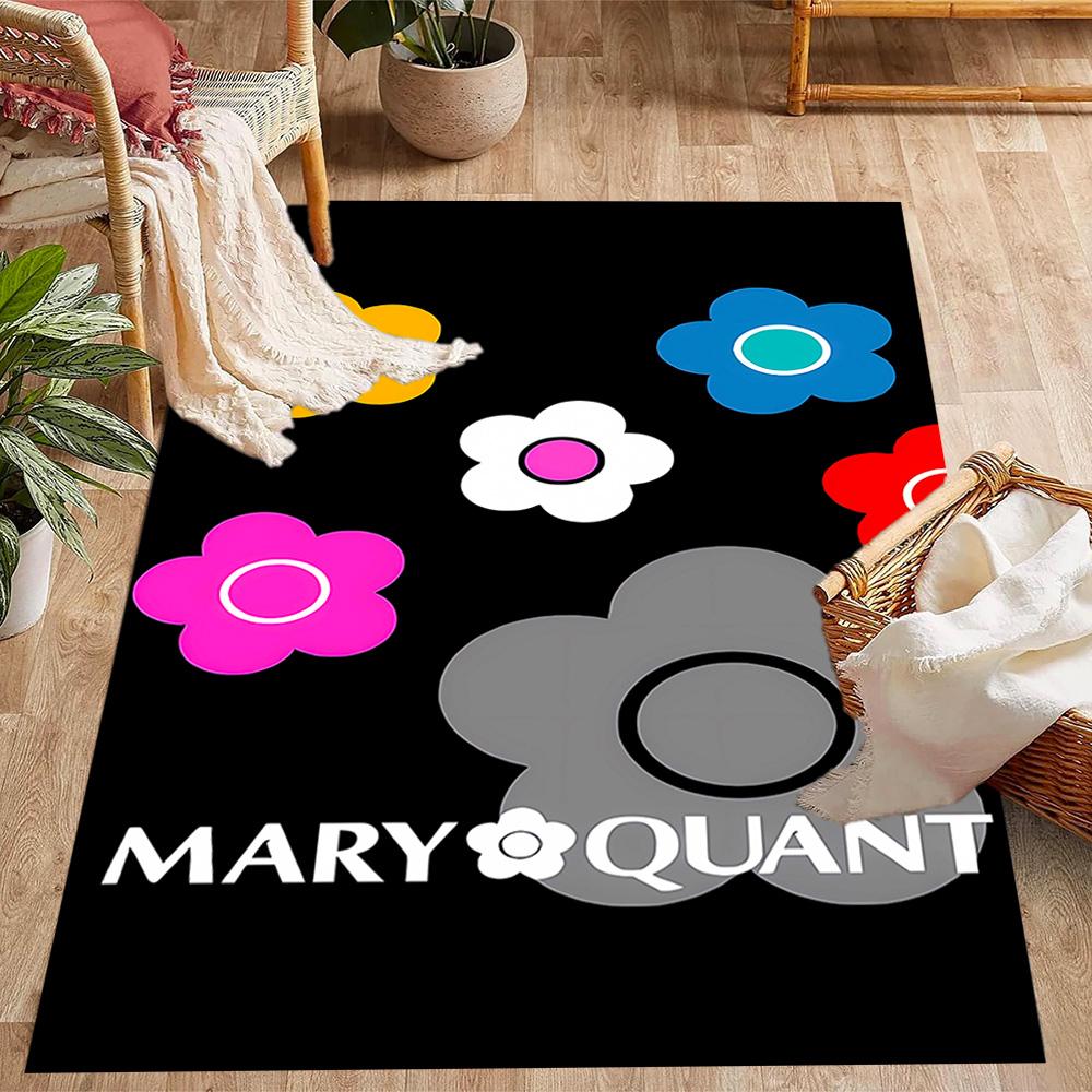 Mary Quant logo Themed Anti-Slip Rugs - Polyester Home Decor, Suitable for Bedrooms, Living Rooms, Doorways, Studios, and Decorations