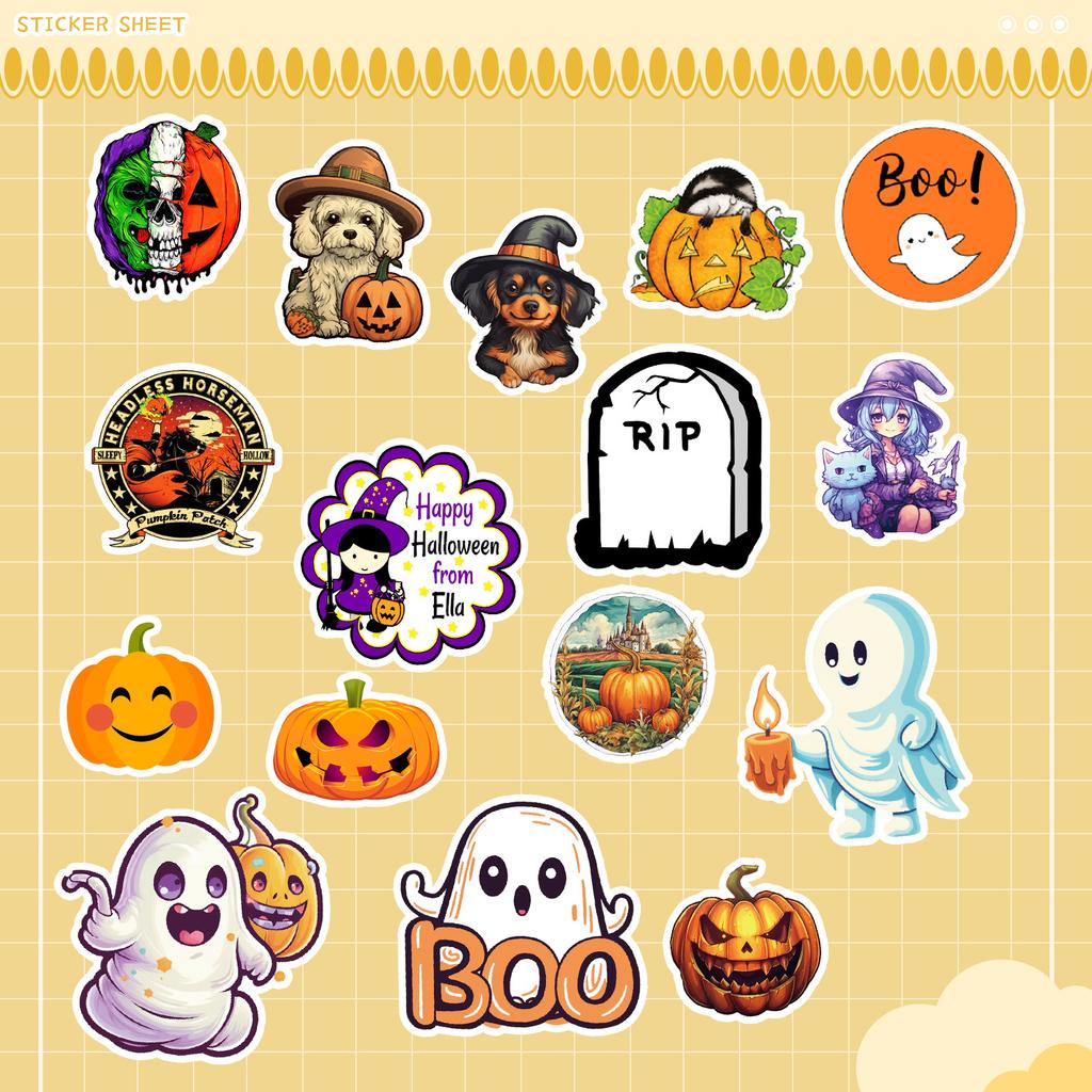 50/100 Halloween Stickers Mobile Ticket Waterproof Decorative Stickers Children's DIY Hand Account Stickers