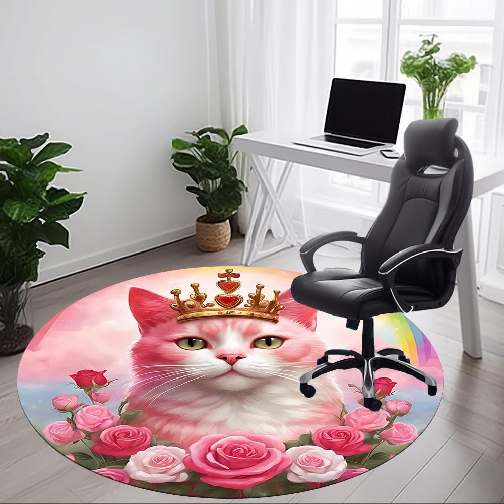 1pc Crown KittyChair Carpet for Office, Indoor Non-Slip Washable Polyester Fiber Carpet, Mat For Office, Machine Washable