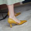 Summer new shallow pointed single shoes women's stiletto mid-heel shoes simple and versatile hollow high heels non-slip women's sandals