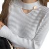 Spring and Autumn Women's Knitted Bottoming Shirt Hollow V-neck Long-sleeved Sweater Sexy Solid Color Bottoming Versatile Knitwear Inner Tops