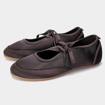 Luxury   Lace Up Sports Ballet Flats Women Fashion Satin Soft Comfort Pumps Lightweight Round Toe Walking Loafers