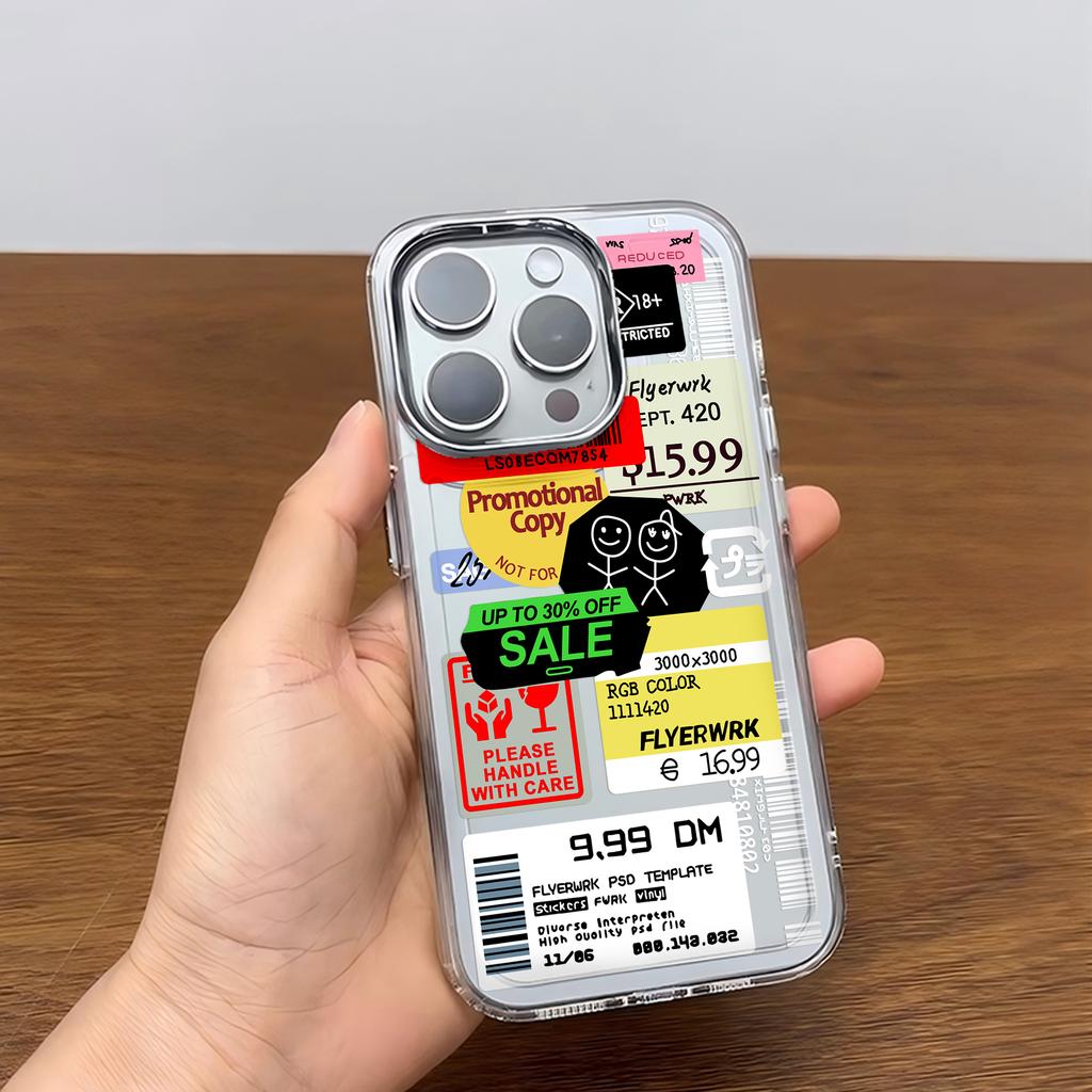 Luxury Stamp Label Barcode Phone Case for Xiaomi Redmi A3 A5 10C 12 13 13C 14C Note10 12 13 14 Pro Plus 4G 5G Transparent Cover