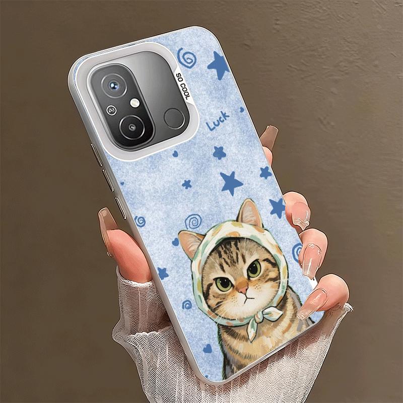 Cute Floral Headscarf Kitten Shockproof Phone Case for Xiaomi Poco X7 X6 X5 X3 Pro F7 Ultra M8 Redmi 15C 15 14C 13C 12C 10C 13 1