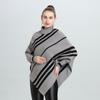 Irregular Striped Semi-Turtleneck Bat Sleeve Pullover Knitted Sweater Cape Female 0950 #