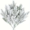 10PCS Flocking Green Artificial Pine Branches DIY Wreath Plastic Simulation Ceder Branches Photo Props Christmas Pine Stem