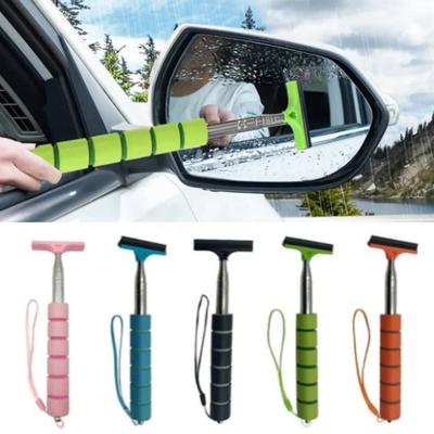 Telescopic Stainless Steel Car Rearview Mirror Wiper with Retractable Brush Head