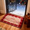 Gingerbread House Christmas Rug Gingerbread Welcome Door Mat Christmas Non Slip Entrance Rug