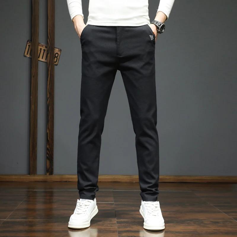 

Autumn Winter Men s Casual Pants Korean Fashion Stretch Straight Slim Fit Trousers High Quality Sweatpants Solid Color Male 38