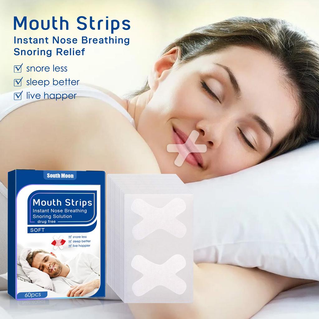 South Moon 60PCS Anti Snoring Strips For Adults Night Mouth Strips Instant Nasal Breathing Aid