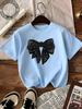 T-shirt décontracté à manches courtes pour fille avec motif nœud pour l'été