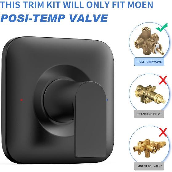 

T2472EPBL Genta LX Matte Black High-Pressure Balancing Modern Shower Trim, Compatible with Moen 2510 Valve, including 6.5 inch Showerhead, Shower
