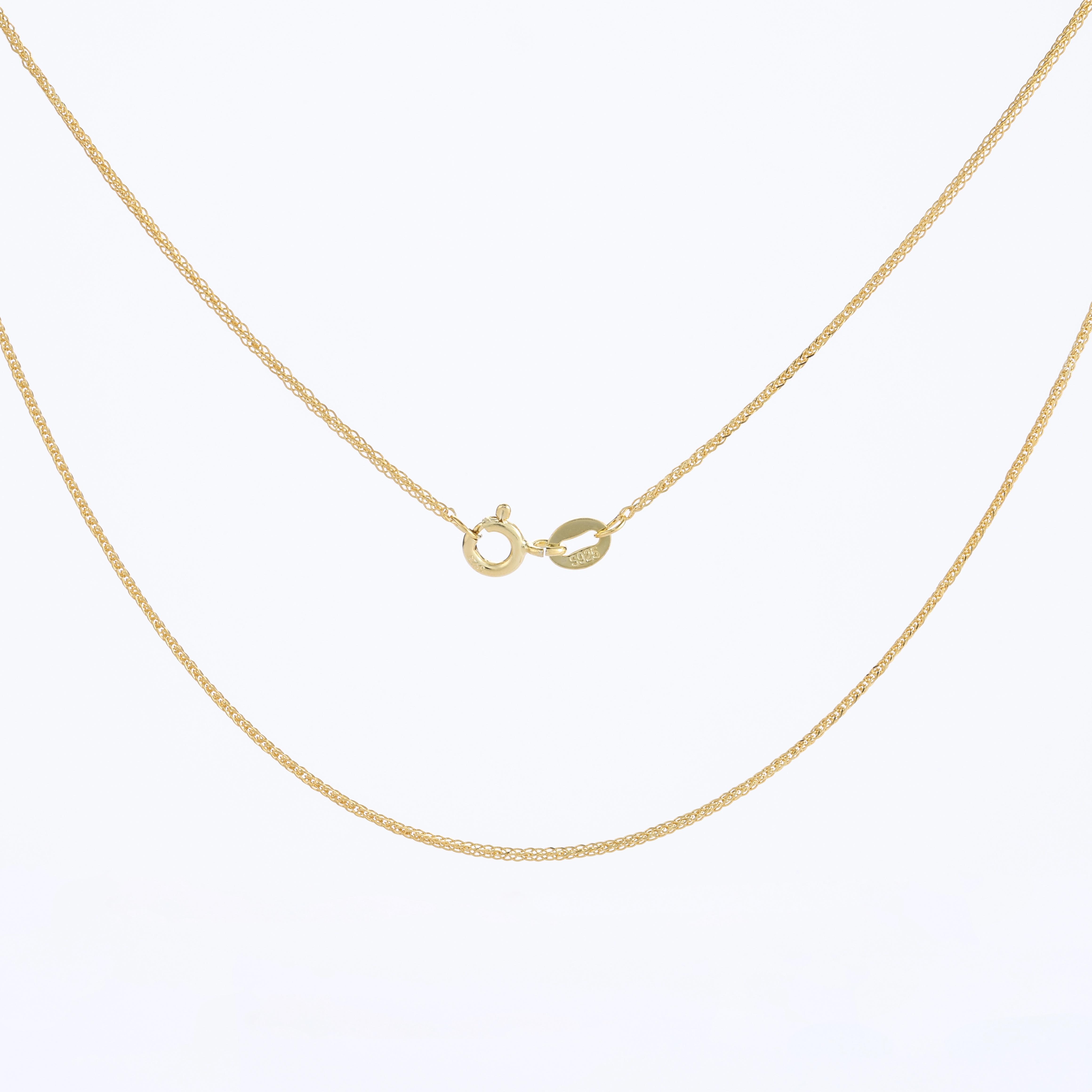 925 Sterling Silver 24K Gold Plated Chopin Chain Necklace Hypoallergenic Tarnish Resistant Layering Everyday Fine Jewelry золотой