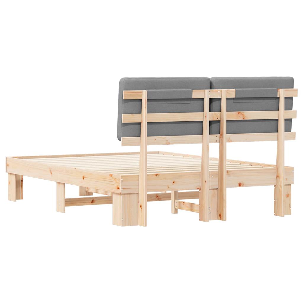 Bed Frame with Upholstered Headboard Light Grey 120 x 190 cm