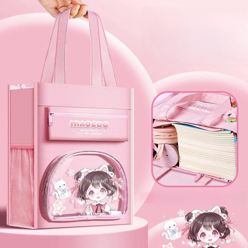 

Студентська шкільна сумка Panda Сумка для репетиторів Сумка для книг Сумка для студентів Сумка для файлів для хлопчиків і дівчаток Сумка для репетиторів Сумочка Рюкзак великої місткості рожевий