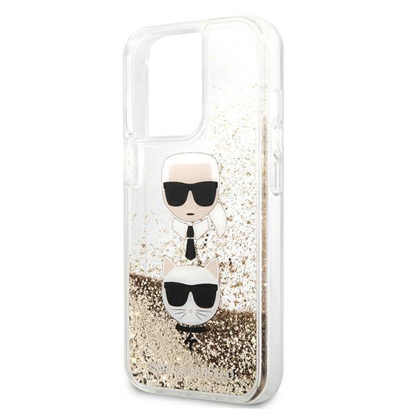 Karl Lagerfeld Klhcp13Xkicgld Iphone 13Pro Max 6,7 Złoty/Gold Hardcase Liquid Glitter Karl&Choupette Head