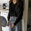 Korean Style V-Neck Ribbed Knit Cardigan for Women - Soft, Slimming, Versatile, Loose Fit, Long Sleeve, 2026 Spring Collection.