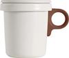 Ovject Camping Outdoor Made In Japan Enamel Mug with Hook Detachable White Terracotta Lid, Mug, 360ml, Handle, (O-EFM-WHTC)