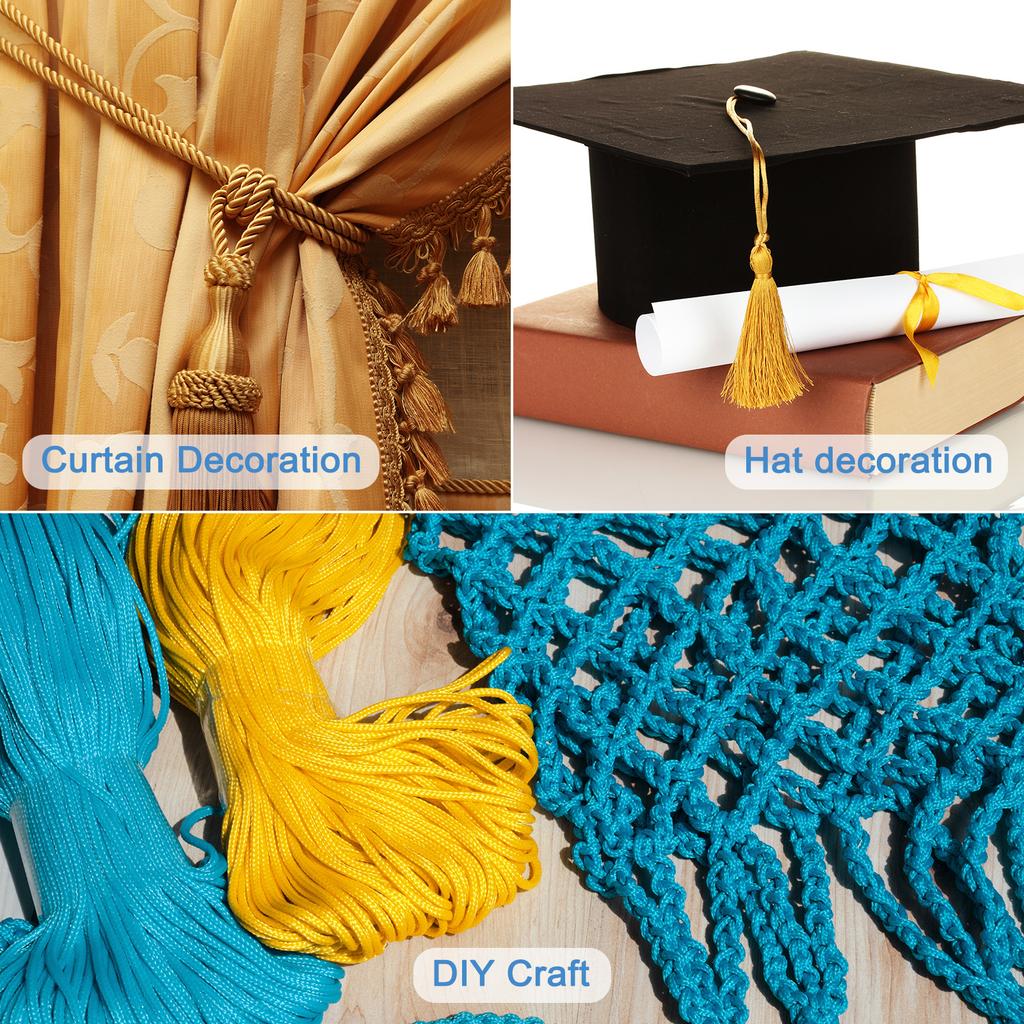 Uxcell Pletená šňůra 11 yardů 5 mm 3vláknová motouzová pletená šňůra lesklá nit Šňůrka pro řemesla Dárková taška Záclona Vánoční dekorace