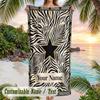 Zebra Star Blanket Theme Quick Dry Beach Towel Custom Name Text Print Large Sand Resistant Towel Beach Vacation