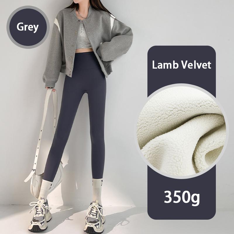 Autumn Winter Lamb Velvet Thicken Sharkskin Leggings Women High Waist Seamless Slimming Warm Leggings Pants