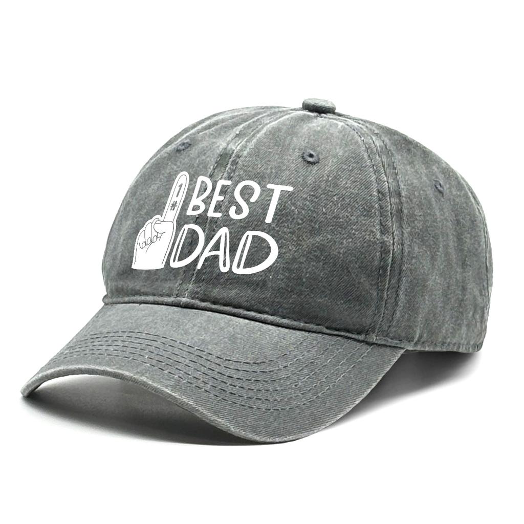 White Palm "1# BEST DAD" Printed Baseball Cap Adjustable Fashion Baseball Hat Solid Color All Season Sun Hat For Casual Wear
