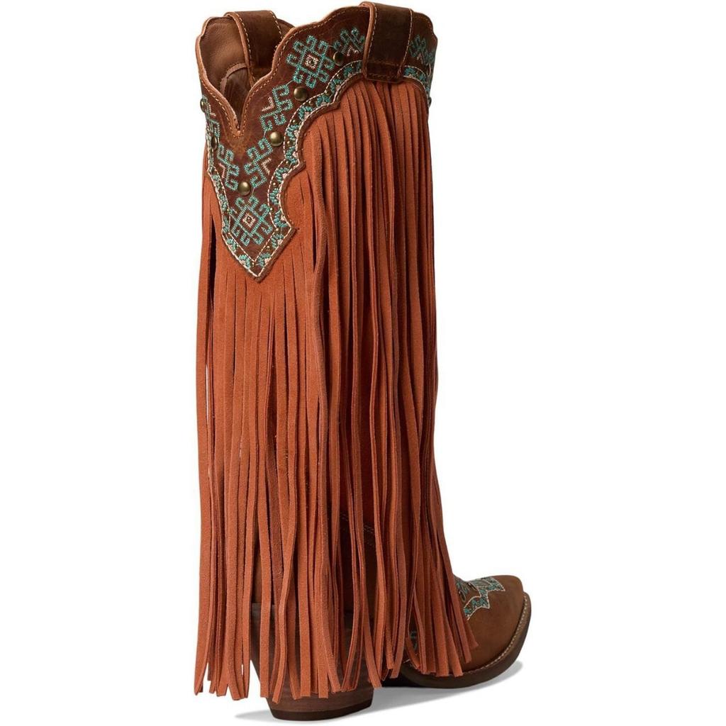 Cowboy Boots Embroidery Autumn and Winter New Knight Boots Large Size Fringed Thick Heel Rivet Western High Boots