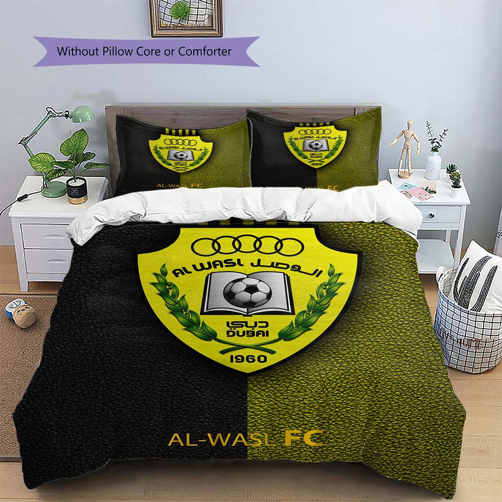 Al Wasl Football Club Pattern Bedding Quilt Set Home Decoration Gift (1 * duvet cover + 2 * pillowcase without core)