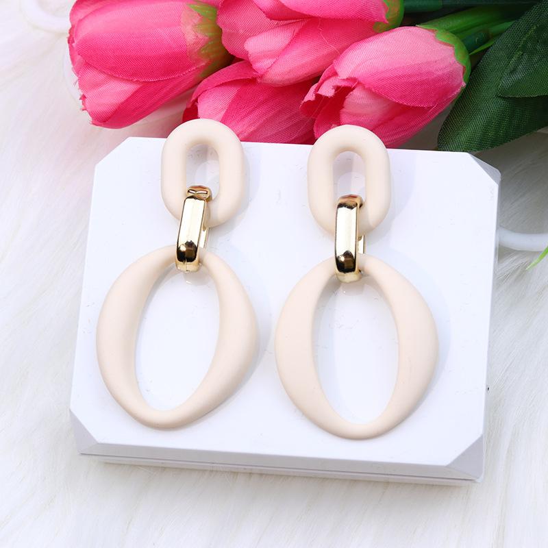Pinkdudu Chain Link Acrylic Stud Earrings Painted Geometric Round Exaggerated Drop Earring Minimalist Dangle Earring PD2231
