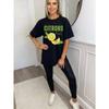 Oversize T-shirt Czarny Citrons Frais Nadruk Cytryn i Tekst Letnia Codzienna Odzież