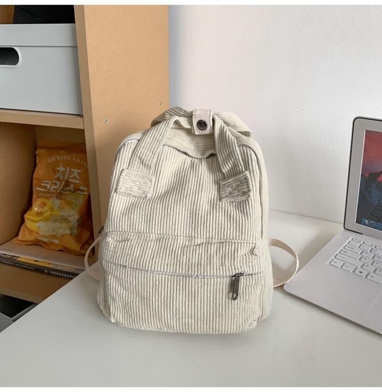 Women's Small Bag Japanese Solid Color Corduroy Schoolbag Female Student Backpack