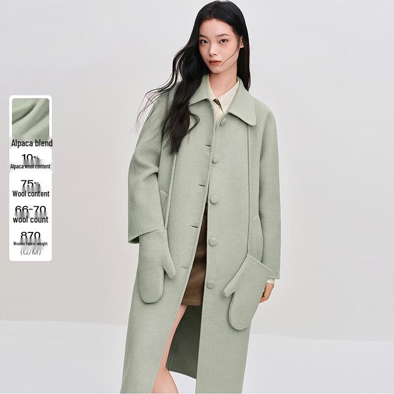 

Women s Double-faced Wool Blend Hooded Mid-length Coat M
