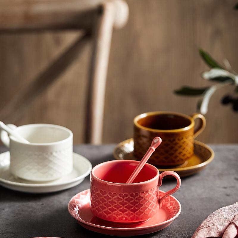 Ceramic Coffee Cup Saucer Retro Coffee Cup Love Coffee Cup Household Coffee Cup Saucer