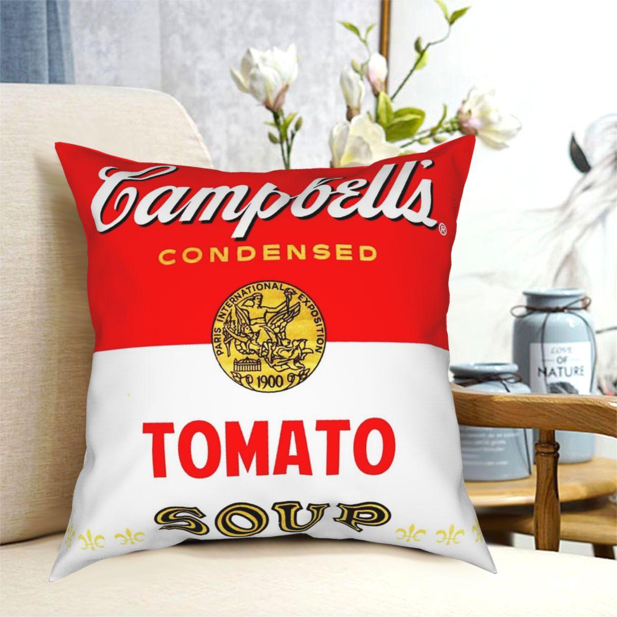 

Campbells Soup Square Pillowcase Polyester Creative Zipper Decorative Home Cushion Cover 18 30cmx30cm