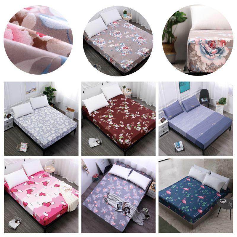 Breathable Polyester Mattress Protective Cover Fitted Sheet With Elegant Floral Design
