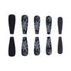 European Christmas Snowflake Black Ballet Long Wearable False Nails - Set of 24 Detachable Nail Art Pieces
