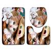 3D Kitten Bathroom Toilet Three-Piece Floor Mat Doormat Bathroom Carpet