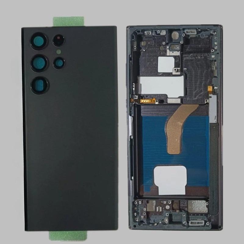 Middle Frame +Glass Battery Back Cover with Camera Lens for Samsung Galaxy S22 Ultra S908B