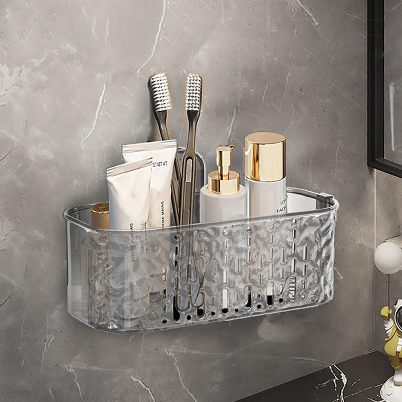 Bathroom Organizers Suction Cup Shelf With Double Layers Ventilated Storage Shelf For Shower Essential And Cosmetics