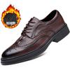 Autumn and winter casual leather shoes men's velvet leather business dress Brock engraved British style groom wedding cotton shoes